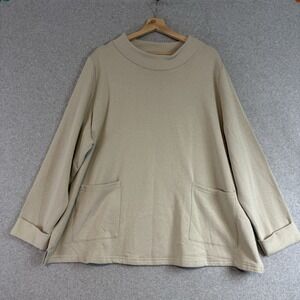 Ulla popkin pure tunic womens 24/26 plus size taupe pullover mock neck sweater